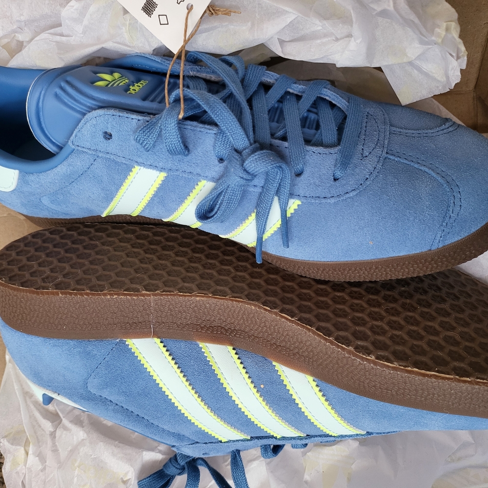 adidas Gazelle Suede Sneakers in Blue with Lime Accents - Picture 4 of 5